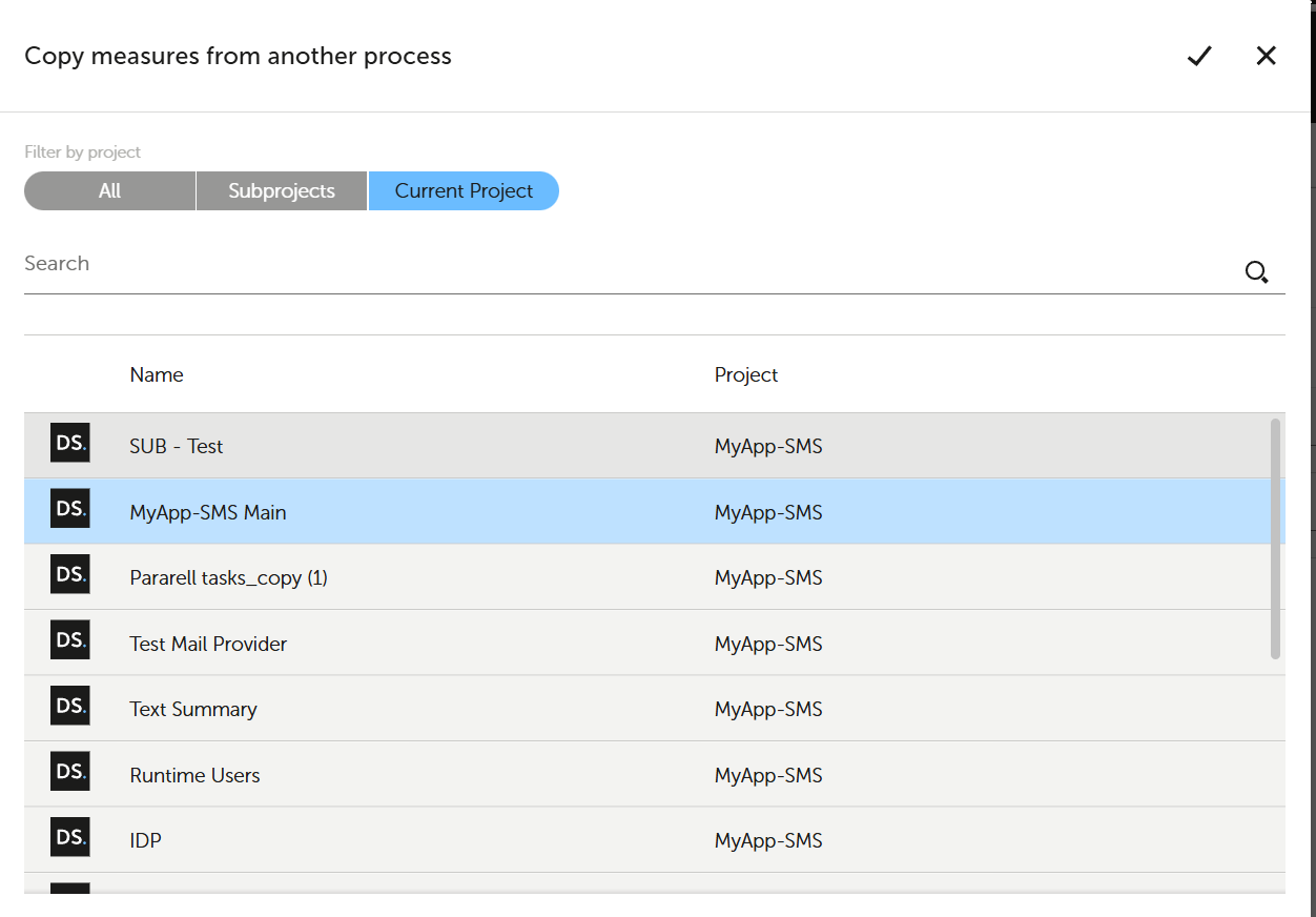 Select the source process