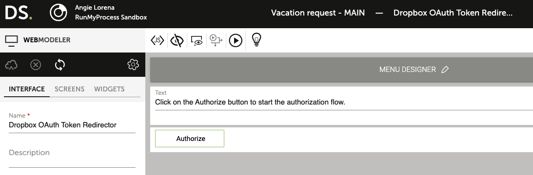 OAuth Token Redirector Web Interface Design